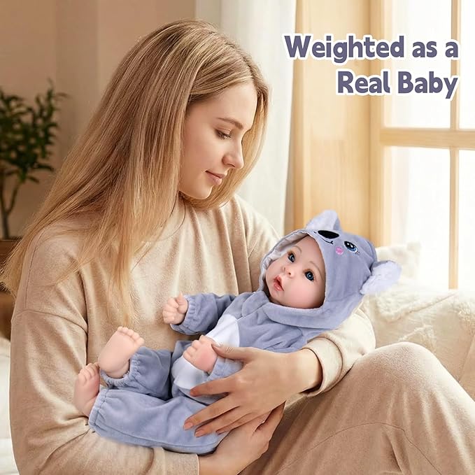 Aori Baby Dolls 17 inches, Real Life Baby Doll with Feeding Kit Included, Life Like Baby Dolls that Look Real, Newborn Baby for Kids, Birthday, Pretend Play