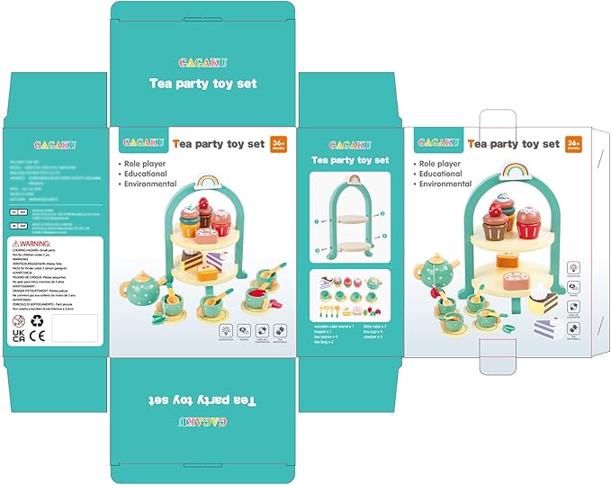 GAGAKU Wooden Tea Set for Little Girls Tea Set for Toddler Food Pretend Play Accessories Kids Kitchen Playset Tea Set for Toddlers