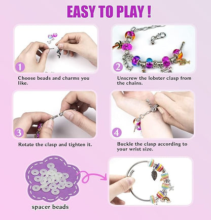 Gionlion Charm Bracelet Making Kit, Jewelry Making Kit Trendy Stuff for Kids Ages 6-12, Unicorn Toy Cute Stuff for Teen Girls Gifts Birthday Gift, Crafts for Girls 6 7 8 9 10 11 12 Year Old