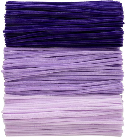 Caydo 300 Pieces Purple Pipe Cleaners, Thick Fluffy Chenille Stems, Pipe Cleaner Crafts for Arts & Crafts, Perfect for Making Animals, Flowers, and Mother's Day Decorations