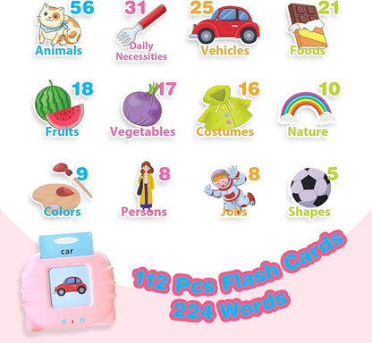 Talking Flash Cards for Toddlers 2-4 Years,Toddler Flash Cards,Audible Flashcards for Children,Gifts for Age 1 2 3 4 5 Year Old Boys and Girls,224 Sight Words Flash Cards Kindergarten