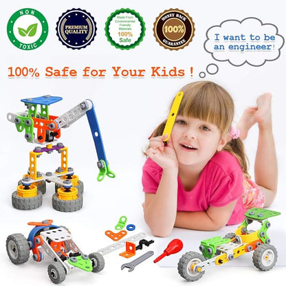 MOONTOY 11 in 1 STEM Toys for 4 5 6 7 8+ Year Old Boy Girl Valentine Birthday Gift Building Toys for Kids Ages 4-8 5-7 6-8 4-6 Erector Set Educational Blocks Construction Stem Activities Creative Game