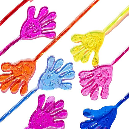 JOYIN 120Pcs Glitter Sticky Hands Party Favors, Party Favors Set for Kids, Holiday Traditions, Classroom Treasure Box Carnival Prizes Bulk Pinata Stuff Mini Toys, Goodie Bags