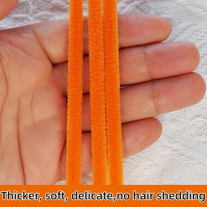 Qirimoi Orange Pipe Cleaners Craft Pipe Cleaners Bulk Pipecleaners Crafts Supplies，200Pcs Orange