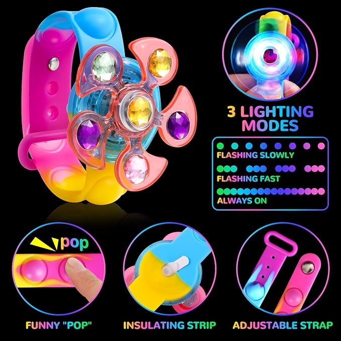 25 Pack Light Up Bracelets Valentines Day Gifts for Kids, Goodie Bags Stuffers Party Favors for Kids 3-5 4-8-12, Birthday Gifts Valentines Classroom Prizes Glow in the Dark Party Supplies for Kids