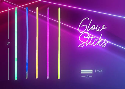 Play22 100pk Ultra Bright Glow Sticks Bulk Party Favors - 8" Premium Glow in the Dark Party Supplies, Neon, Easter, Halloween Party Decorations Glow Necklaces and Bracelets for Kids or Adults
