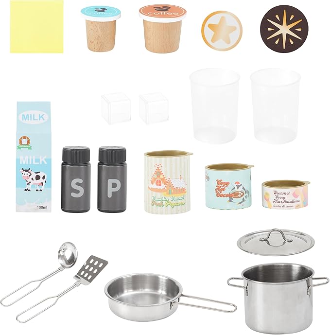 Teamson Kids Little Chef Colonie Play Kitchen Set with Ice Dispenser and Accessories, Gray