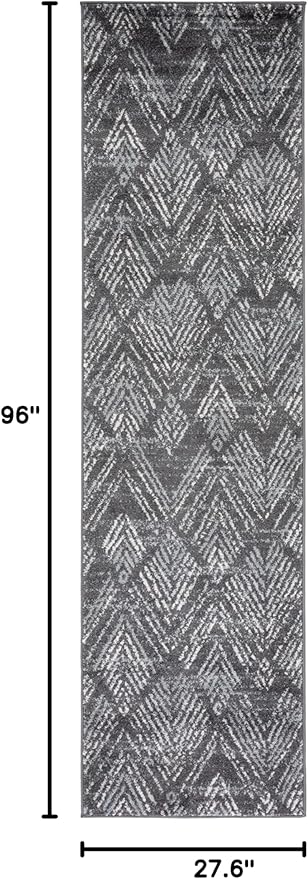 SAFAVIEH Amsterdam Collection Runner Rug - 2'3" x 8', Dark Grey & Light Grey, Modern Design, Non-Shedding & Easy Care, Ideal for High Traffic Areas in Living Room, Bedroom (AMS110G)