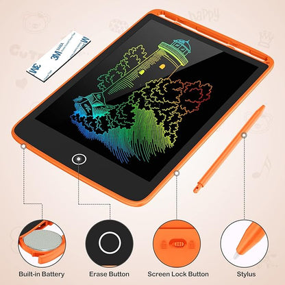 2 Pack LCD Writing Tablet, Colorful Screen Doodle Board 8.5 Inch Drawing Tablet for Kids, Learning Toys Birthday Gifts Travel Activity Games for 3 4 5 6 Year Old Boys and Girls Toddlers（Orange Blue）