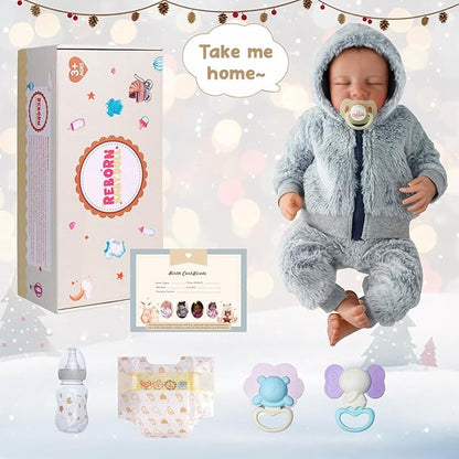 BABESIDE Lifelike Reborn Baby Dolls Boys - 17-Inch Real Baby Feeling Realistic-Newborn Baby Doll Full Body Vinyl Real Life Baby Dolls with Toy & Gift Box for Kids Age 3+