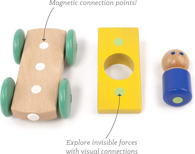 3 Piece Tegu Magnetic Racer Building Block Set, Yellow Big Top