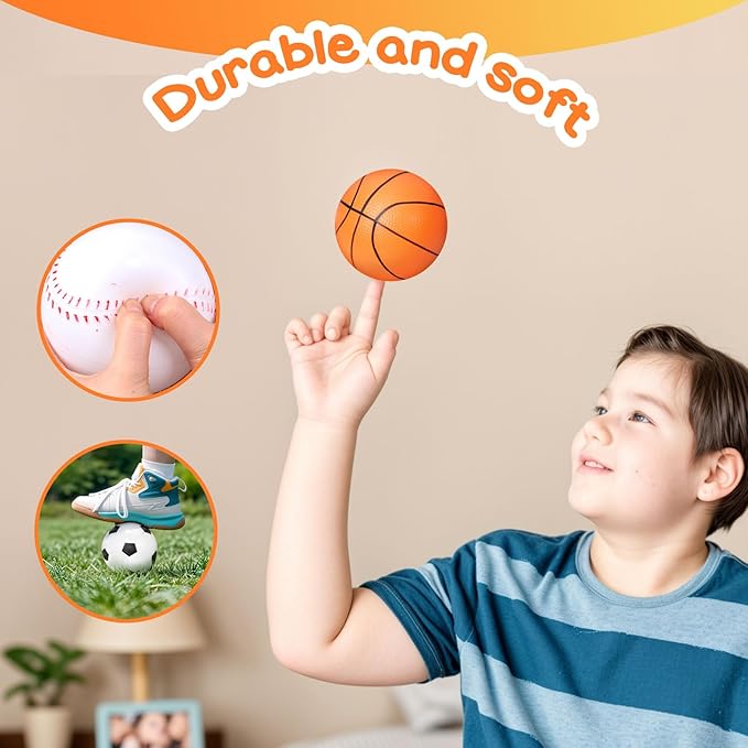 LovesTown Sports Balls for Kids, 5 Pack Inflatable Playground Balls Rubber Kickballs Dodgeballs with Duffle Bag, for Kids Toddlers Indoor Outdoor Toys