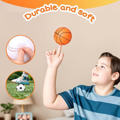 LovesTown Sports Balls for Kids, 5 Pack Inflatable Playground Balls Rubber Kickballs Dodgeballs with Duffle Bag, for Kids Toddlers Indoor Outdoor Toys