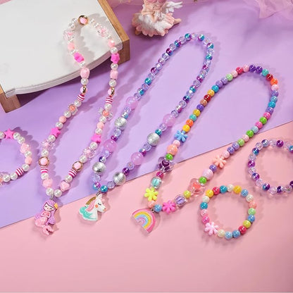 PinkSheep Toddler Jewelry Kids Jewelry Kids Necklace Choker and Bracelet 3 Pack 9pcs, Little Girls Jewelry In Box, Flower Girl Gift Kids Girls Accessories