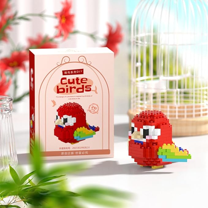Birds Building Blocks for Adults Mini Building Blocks Birds Building Bricks Toy Micro Block Building Set Gift for Kids and Adults-253 PCS(Macaws)
