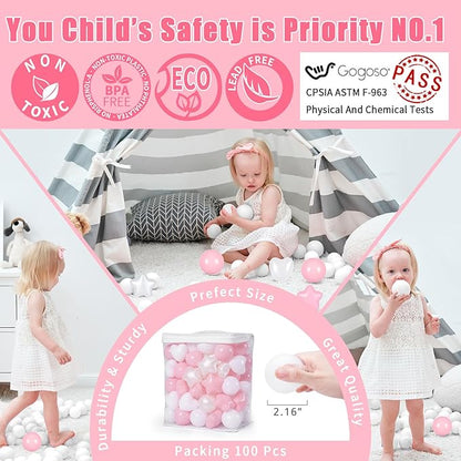 GOGOSO Ball Pit Balls,Plastics Balls for Ball Pit, Stars Hearts Shape for PastelBall for Toddlers Kids