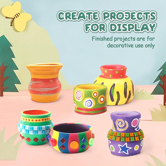 Skirfy Pottery Wheel for Kids-Art&Crafts Kits for Kids Ages 9-12 Clay Sculpting Tools & Painting Kit,Easter Birthday Gift Girls Toys 8-10,DIY Kits Clay Maker for Beginners with 6 Packs Modeling Clays