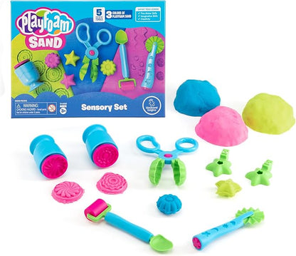 Educational Insights Playfoam Sand Sensory Set - Non-Toxic Play Sand Toys for Toddlers, Squishy Sensory Bin Filler for Home or Preschool Classroom, Moldable Crafting Compound, Kids Ages 3+