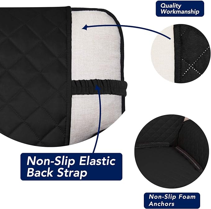 PureFit Reversible Quilted Sofa Cover, Water Resistant Slipcover Furniture Protector, Washable Couch Cover with Non Slip and Elastic Straps for Kids, Dogs, Pets (Oversized Sofa, Black/Beige)