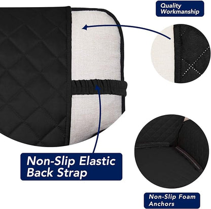 PureFit Reversible Quilted Sofa Cover, Water Resistant Slipcover Furniture Protector, Washable Couch Cover with Non Slip and Elastic Straps for Kids, Dogs, Pets (Oversized Sofa, Black/Beige)