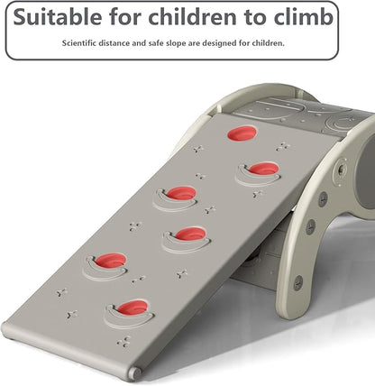 Children's Indoor Climbing Slideway Swing Playground 4-in-1 Function: Slide, Rock Climbing, Balance Board and Cradle Safe and Solid Montessori Toys White（2 Climbing Frame+3 Sliding Plate）