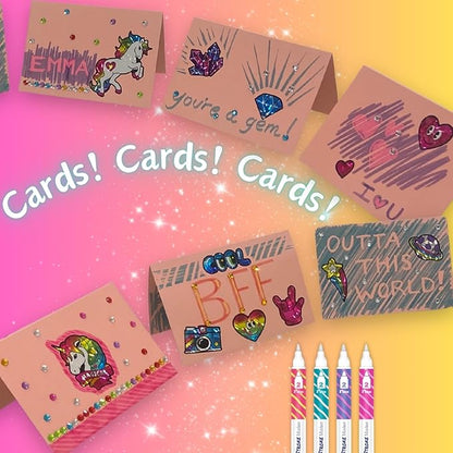 Card Making Kit for Kids - Stationary Set for Girls Foil Art for Girls 8-10 Card Making Kit for Adults with Fun Foil Stickers Foil Fun Art Kit for Kids Pen Pal Kit Stationary for Girls Unicorn Gifts