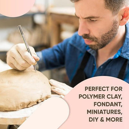 14 Pcs Clay Tools & Pottery Tools Kit, Polymer Clay Earring Making Kit with Acrylic Clay Roller and Thickness Rings Clay Cutters for Jewelry Making & Air Dry Clay Tools Set