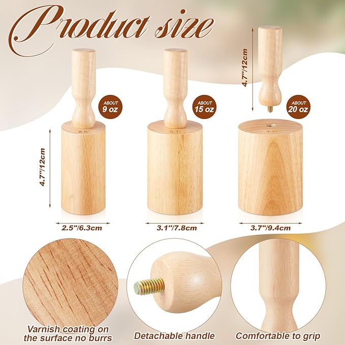 Juexica 3 Pcs Cup Pottery Molds 2.5'', 3.1'', 3.7'' Plaster Molds with 12 Pcs Mug Handle Forms Pottery Shaping Tool Wood Slump Press Mold 3 Sizes Clay Molds for DIY Pottery Cup Mug Art Making