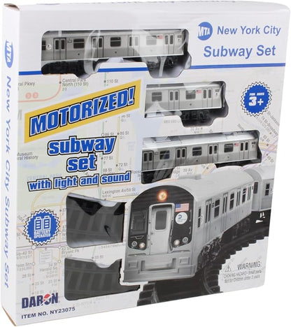 New York MTA New York City 3 Pc. Battery Operated Train Set with Track ,39" X 25",Silver