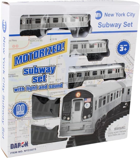 New York MTA New York City 3 Pc. Battery Operated Train Set with Track ,39" X 25",Silver