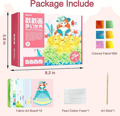 Rikostuoz Crafts Kits for Kids 10 Sheets of Poking Boards,DIY Poking Creative Puzzle Puncture Painting,Art Paper Craft Kit Kids Toys Gifts(Dream World)
