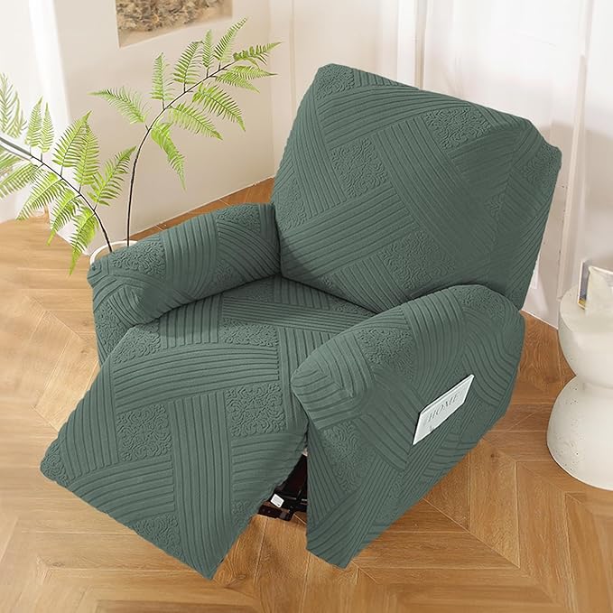 NORTHERN BROTHERS Recliner Chair Covers - Lazy Boy Recliner Covers That Stay in Place, 4 Pieces Reclining Chair Cover Recliner Slipcovers 1 Seater, Light Green
