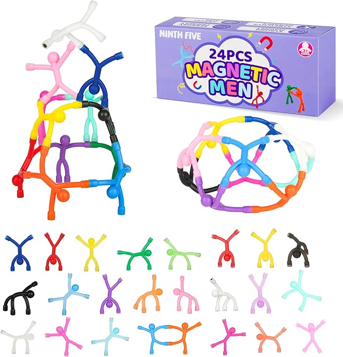 24Pcs Magnet Men for Kids, Magnetic Travel Toys Sensory Fidget Toys for Toddler Kids, Magnetic People Children's Day Gifts Stocking Stuffers Magnet Figures for Desk Fridge Classroom