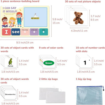 CHEFAN Felt Sentence Building Set for Kids, Sight Word Games, Speech Therapy Toys Special Education Classroom Must Have, Learn Colors, Counting and Words for Kindergarten and Homeschool -115 PCS