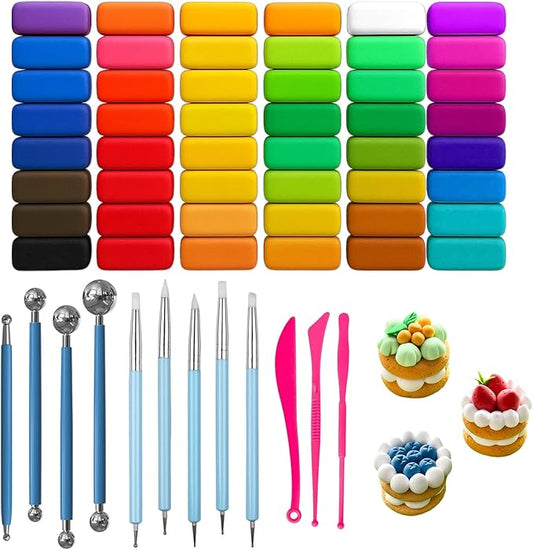 Adult Air Dry Clay Set 48 Colors with 12 Sculpting Tools Soft Lightweight Non Sticky Safe Modeling Clay for DIY Crafts Creative Art Projects and Handmade Activities No Bake Air Drying Clay Kit