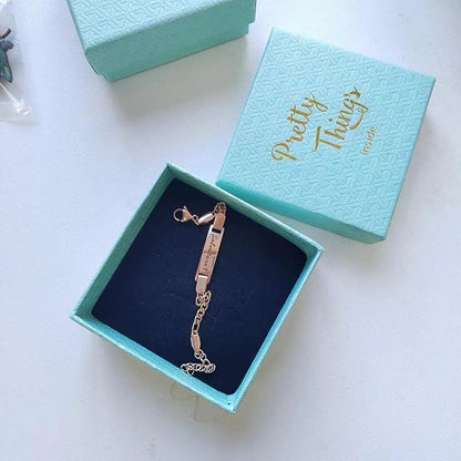 PUREFLY - Personalized Baby Name Bracelets with Birthstone, 18k Gold Plated, Adjustable Length, Double-Sided Customisable, with Gift Wrap