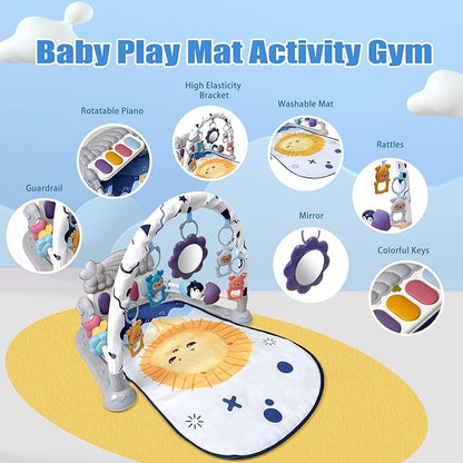 Baby Play Gym Mat, Baby Gym Activity Center, Baby Walker with Music and Light, Push Toys for Toddlers 1-3 for Learning to Walk