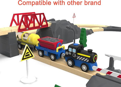 Train Accessories Battery Operated Locomotive Train, Engineering Train Fits All Train Set for Toddlers, Engine Powerful Train Toys for Wooden Railway System, Train for Kids