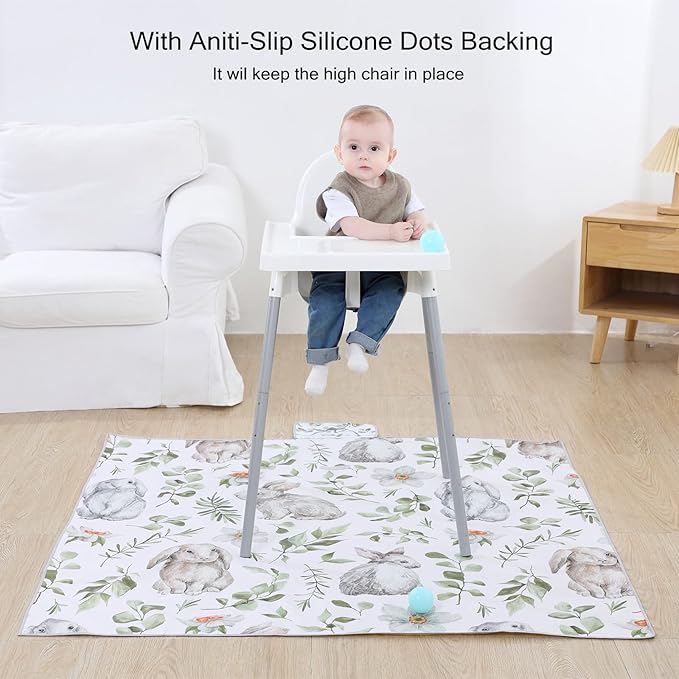 Insular Baby Splat Mat for Under High Chair/Arts/Crafts, Anti Slip and Waterproof Splash Mat for Floor, Portable Picnic Mat, 51x51 Inch, Vehicle