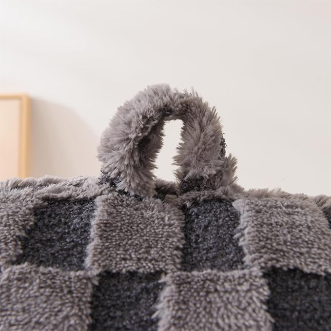 Aimuan Reading Pillow Checkered Bed Rest Wedge Backrest Checkerboard Pillow with Arms Back Support for Sitting Up in Bed Cushion Incline Rest Sleeping Snoring Pillow (Dark Grey,Large)