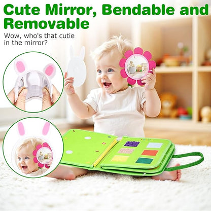 JHkim Busy Board Montessori Toys for Toddlers 1-3, Birthday Gifts for 1 2 3 4 Year Old Boy Girl, Autism Sensory Travel Toy, Educational Activity Busy Book Board, Learning Fine Motor Skills Toys, Green