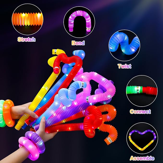 12 PCS Light up Glow Sticks for Kids 4-8-12, Bulk Party Pack Glow Bracelets Necklaces for Toddlers, Glow in The Dark Party Supplies, Valentine's Day Birthday Dancing Camping Decorations