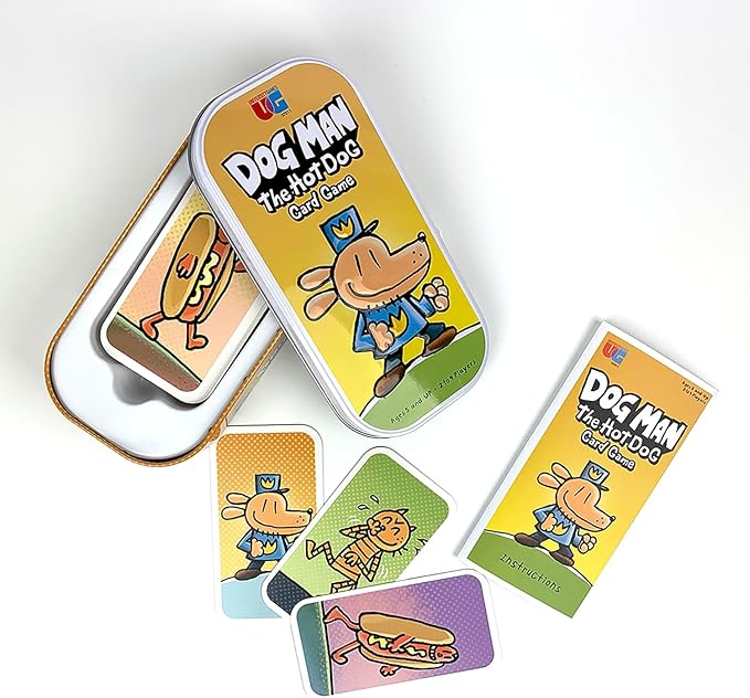 University Games Dog Man Hot Dog Card Game in a Tin , The Fast and Frenzied Collection Game for Kids Featuring Art from the Dog Man Books by Dav Pilkey, for Players Ages 6 and Up