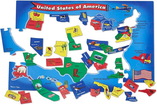 Melissa & Doug USA Map Floor Puzzle - 51 Pieces (2 x 3 feet) - FSC Certified