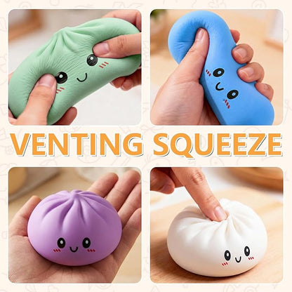 Glitter Dumpling Squishy,Dumpling Squishies,Glitter Dumpling Mystery Box,Colorful Dumpling Stress Balls Fidget,Jumbo Squishy Toy with Steamer Box,Soft Squeeze Decompression Dough (Purple)