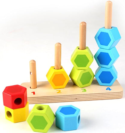 Hape Wooden Counting Stacker Block Set| Number Puzzles Counting Stacking Game for Toddlers 1Y+