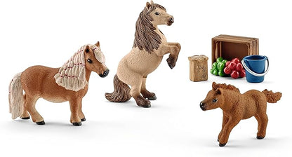 Schleich Horse Club 8-Piece Horse Toy for Girls and Boys Ages 5+, Miniature Shetland Pony Family