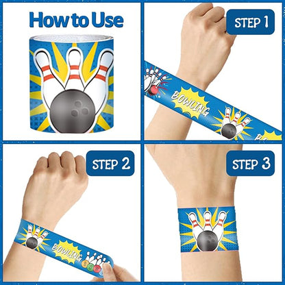 48 PCS Bowling Slap Bracelets Party Favors Bowling Wristbands Bracelets Goodie Bag Fillers for Bowling Birthday Decorations Supplies for Class Reward Prizes Gift for Kids Party Favors Birthday Gifts