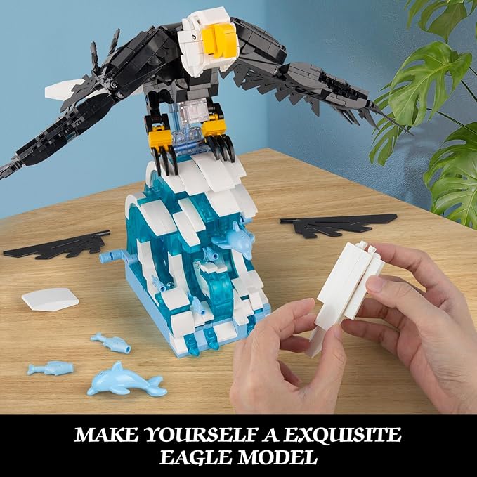 Ideas Eagle Animals Building Set, MOC Eagle Creative Bird Model, Creator 2 in 1 Animal Lover Owl Birds Kit Collectible Gifts Toys for Adults and Kids Age 12+ (1018 PCS)