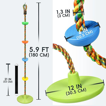ZNCMRR Tree Swing Climbing Rope, Heavy Duty Swings Seat Replacement for Kids Disc Rope Climbing Swings Seat for Tree Indoor Outdoor Playground Swing Set Accessories(Leaf Green)